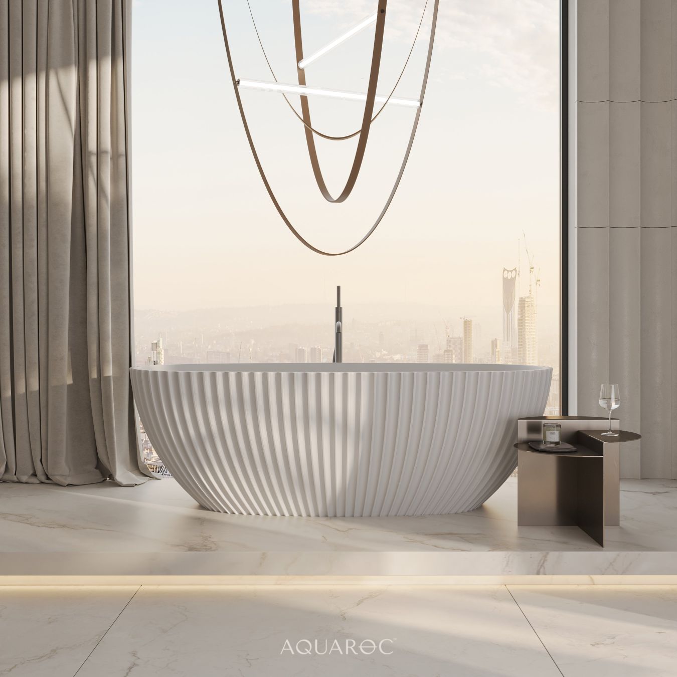 Bijou Freestanding Fluted Stone Bath 1750mm